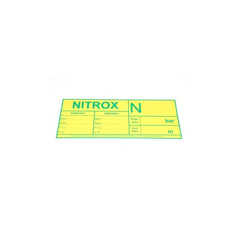 Autocollant NITROX Arrêté Ministériel